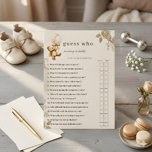 Teddy Bear Baby Shower Guess Who Game, Neutral  Be Invitation