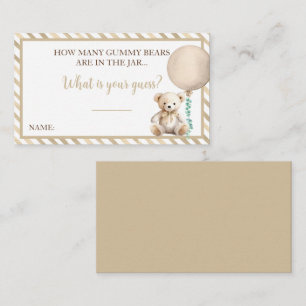 Teddy Bear Baby Shower Guessing Game Card
