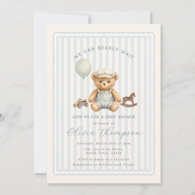 Teddy Bear Baby Shower Invitation (Front)