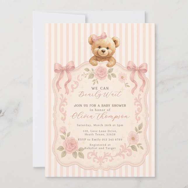 Teddy Bear Baby Shower Invitation (Front)