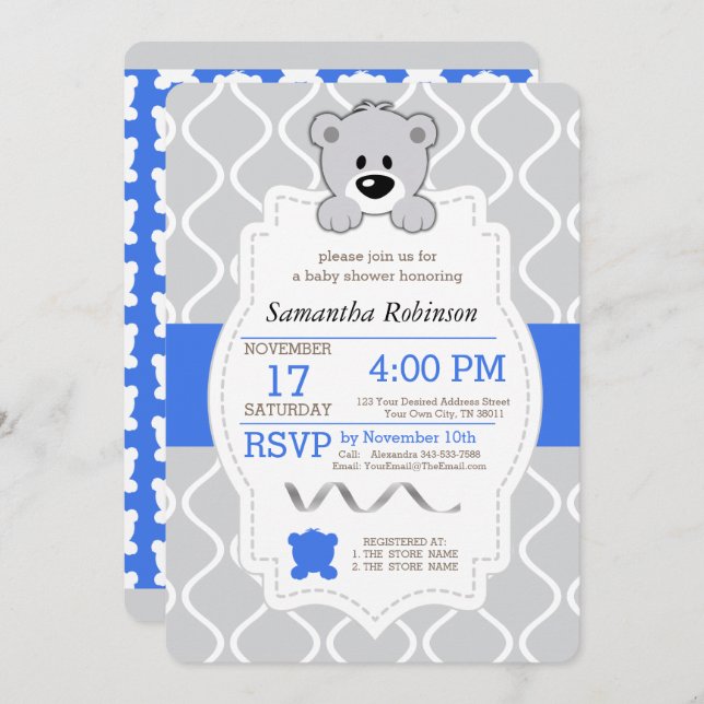 Teddy Bear Baby Shower Invitation (Front/Back)