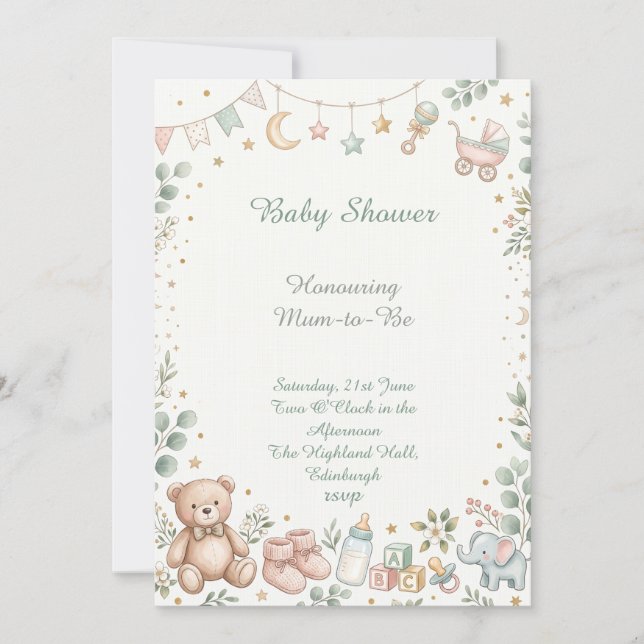 Teddy Bear Baby Shower Invitation (Front)