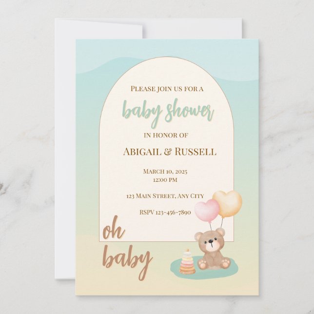 Teddy Bear Baby Shower Invitation (Front)