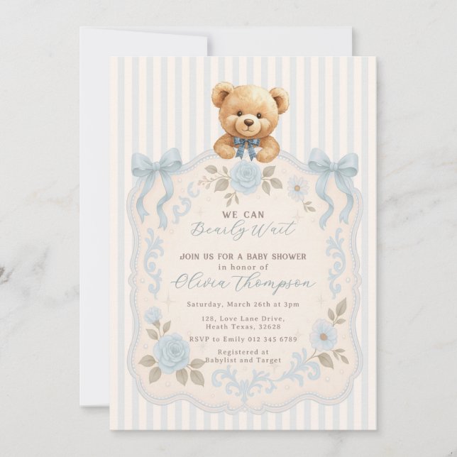 Teddy Bear Baby Shower Invitation (Front)