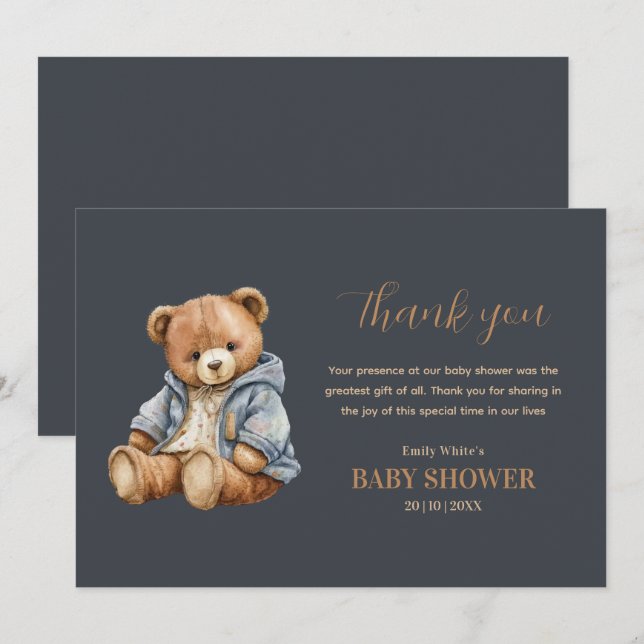 Teddy Bear Baby Shower Invitation Can Bearly Wait  (Front/Back)