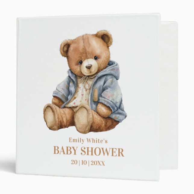Teddy Bear Baby Shower Invitation Can Bearly Wait  Binder (Front/Inside)