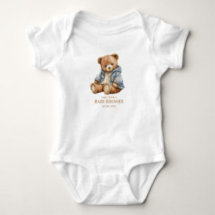Teddy Bear Baby Shower Invitation Can Bearly Wait  Bodysuit