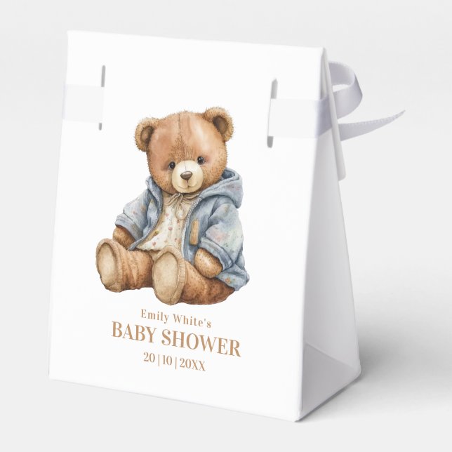 Teddy Bear Baby Shower Invitation Can Bearly Wait  Favor Box (Back Side)