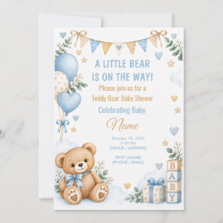 Teddy Bear Baby Shower Invitation Custom Name
