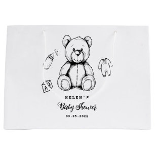 Teddy Bear Baby Shower Invitation, Gender Neutral Large Gift Bag