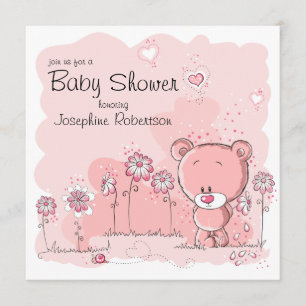Teddy Bear Baby Shower Invitation - Pink