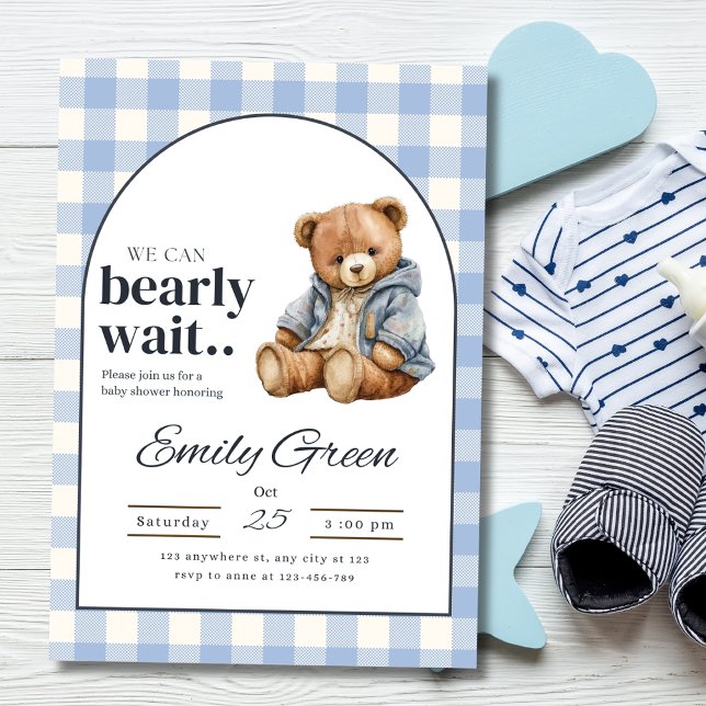 Teddy Bear Baby Shower Invite,Blue Boy Baby Shower Invitation (Creator Uploaded)