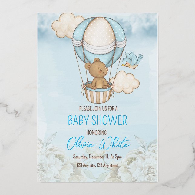 Teddy Bear Baby Shower invite, We Can Bearly Wait (Front)