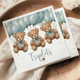 Teddy Bear Baby Shower it's TRIPLETS Napkin
