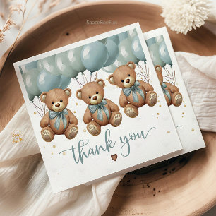 Teddy Bear Baby Shower it's TRIPLETS Napkin
