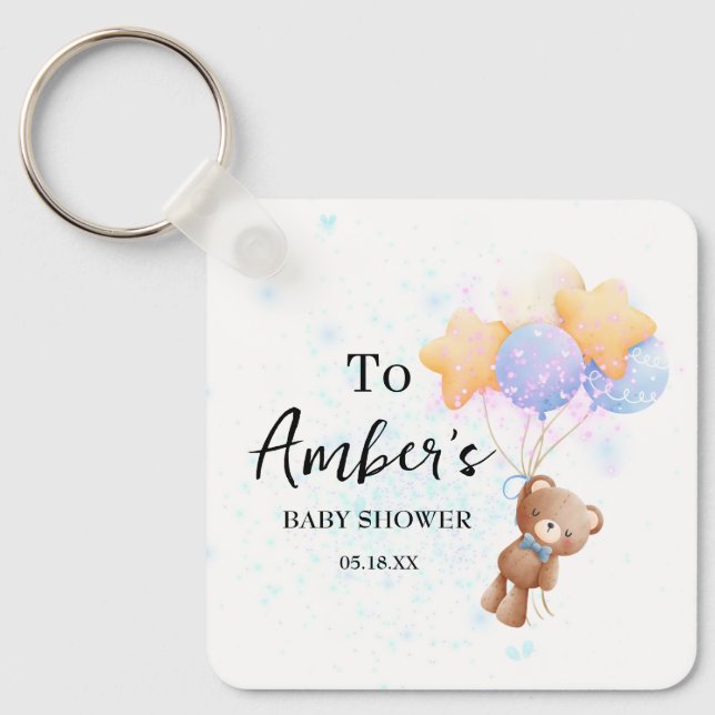 Teddy Bear Baby Shower Keychain (Front)
