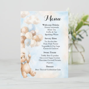 Teddy Bear Baby Shower Menu Card Template