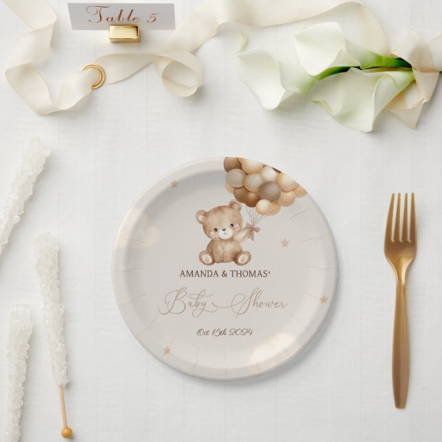 Teddy Bear Baby Shower Neutral  Paper Plate (Wedding)
