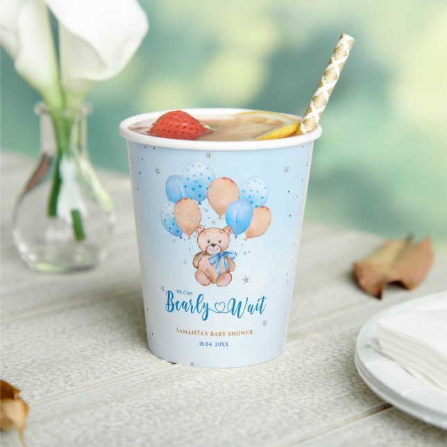 Teddy bear baby shower paper cups (Insitu)