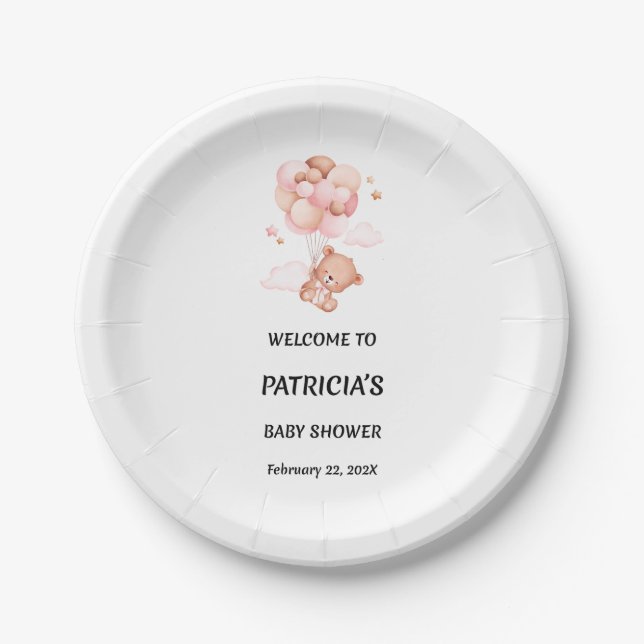 Teddy Bear Baby Shower Paper Plate (Front)