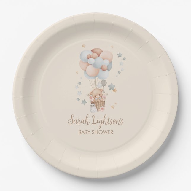 Teddy Bear Baby Shower Paper Plate (Front)