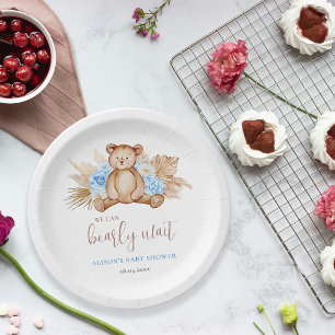Teddy bear baby shower paper plate