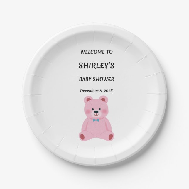 Teddy Bear Baby Shower Paper Plate (Front)