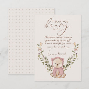 Teddy Bear Baby Shower Pink Girl’s Thank You Card