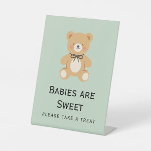 Teddy Bear Baby Shower Please Take a Treat Table Pedestal Sign