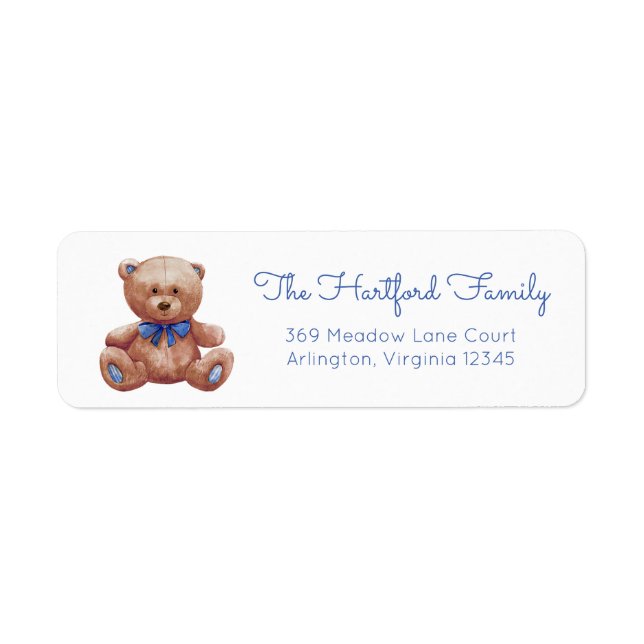 Teddy Bear Baby Shower Return Address Label (Front)