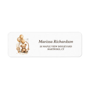 Teddy Bear Baby Shower Return Address Label