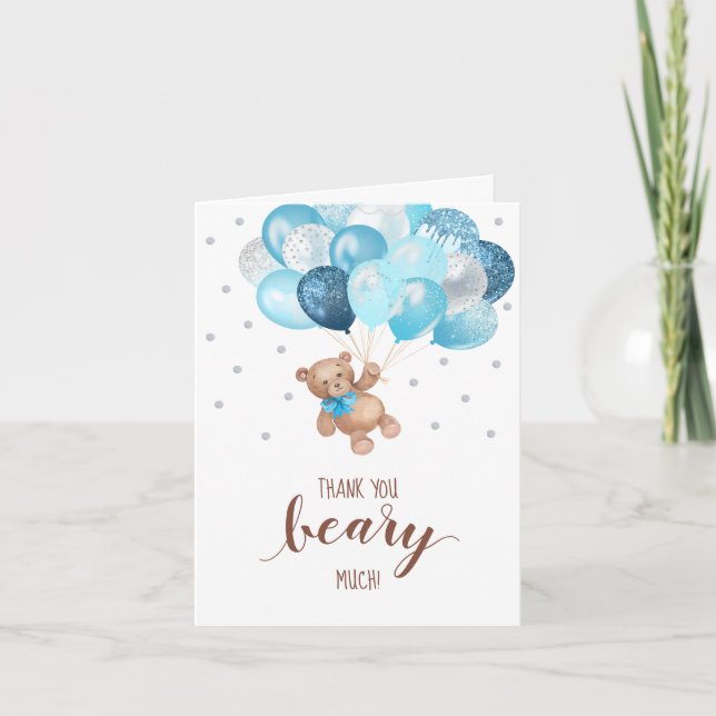 Teddy Bear Baby Shower Thank You Beary Much Card (Front)