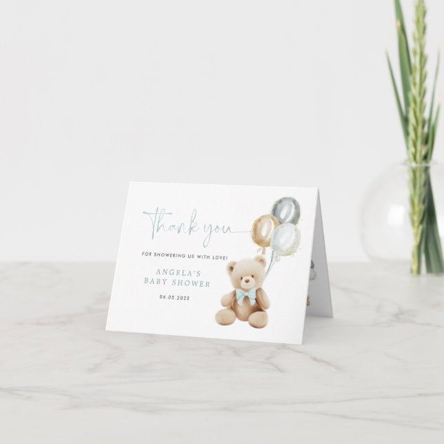 Teddy Bear Baby Shower Thank You Card (Front)