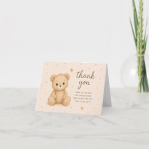 Teddy Bear Baby Shower Thank You Card