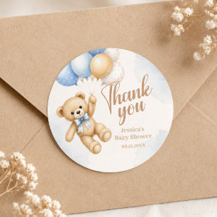 Teddy Bear Baby Shower Thank You Classic Round Sticker