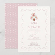 Teddy Bear Baby shower Thème Invitations Filles