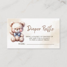 Teddy Bear Baby Shower Watercolor Diaper Raffle