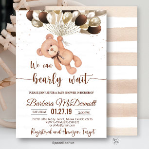 Teddy Bear Baby Shower We can bearly wait  Invitation