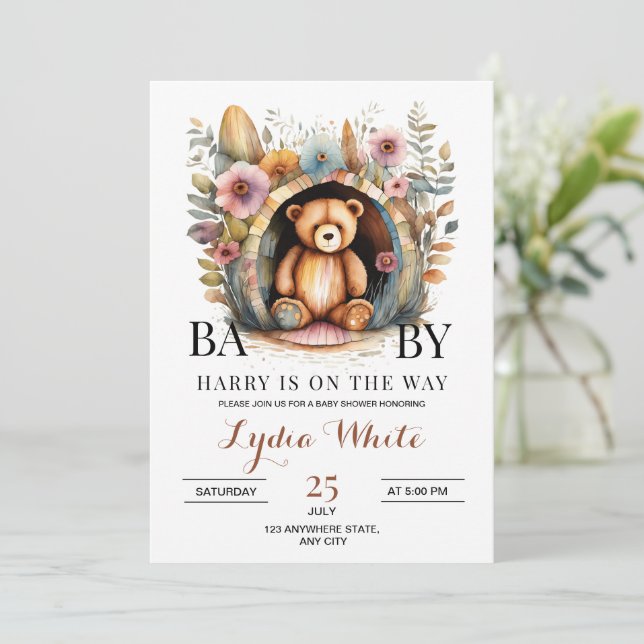 Teddy Bear Baby Shower We Can Bearly Wait  Invitation (Standing Front)