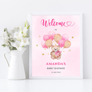 Teddy Bear Baby Shower Welcome Sign Poster