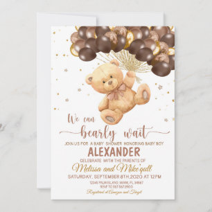 Teddy Bear Baby shower with Balloons Teddy Bear Invitation