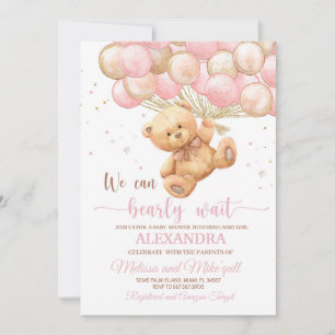 Teddy Bear Baby shower with Balloons Teddy Bear  Invitation