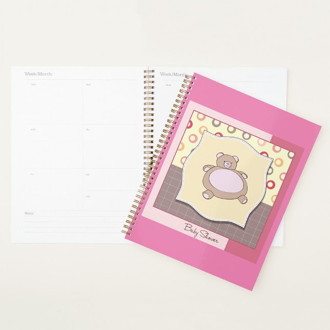 Teddy Bear Baby Shower with Retro Circles  Planner (Creator Uploaded)