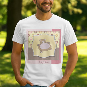 Teddy Bear Baby Shower with Retro Circles  T-Shirt