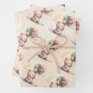 Teddy Bear Baby Shower Wrapping Paper Sheet