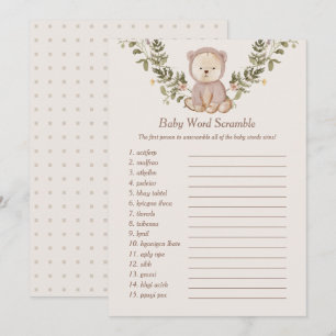 Teddy Bear Baby Word Scramble Game Template