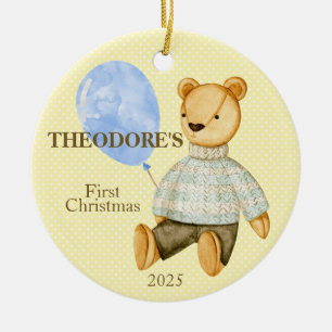 Teddy Bear Baby's First  Ceramic Ornament