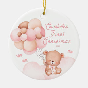 Teddy Bear Baby's First Christmas  Ceramic Ornamen Ceramic Ornament