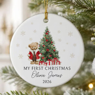 Teddy Bear Baby's First Christmas Ceramic Ornament