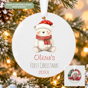 Teddy Bear Baby's First Christmas Ornament Photo